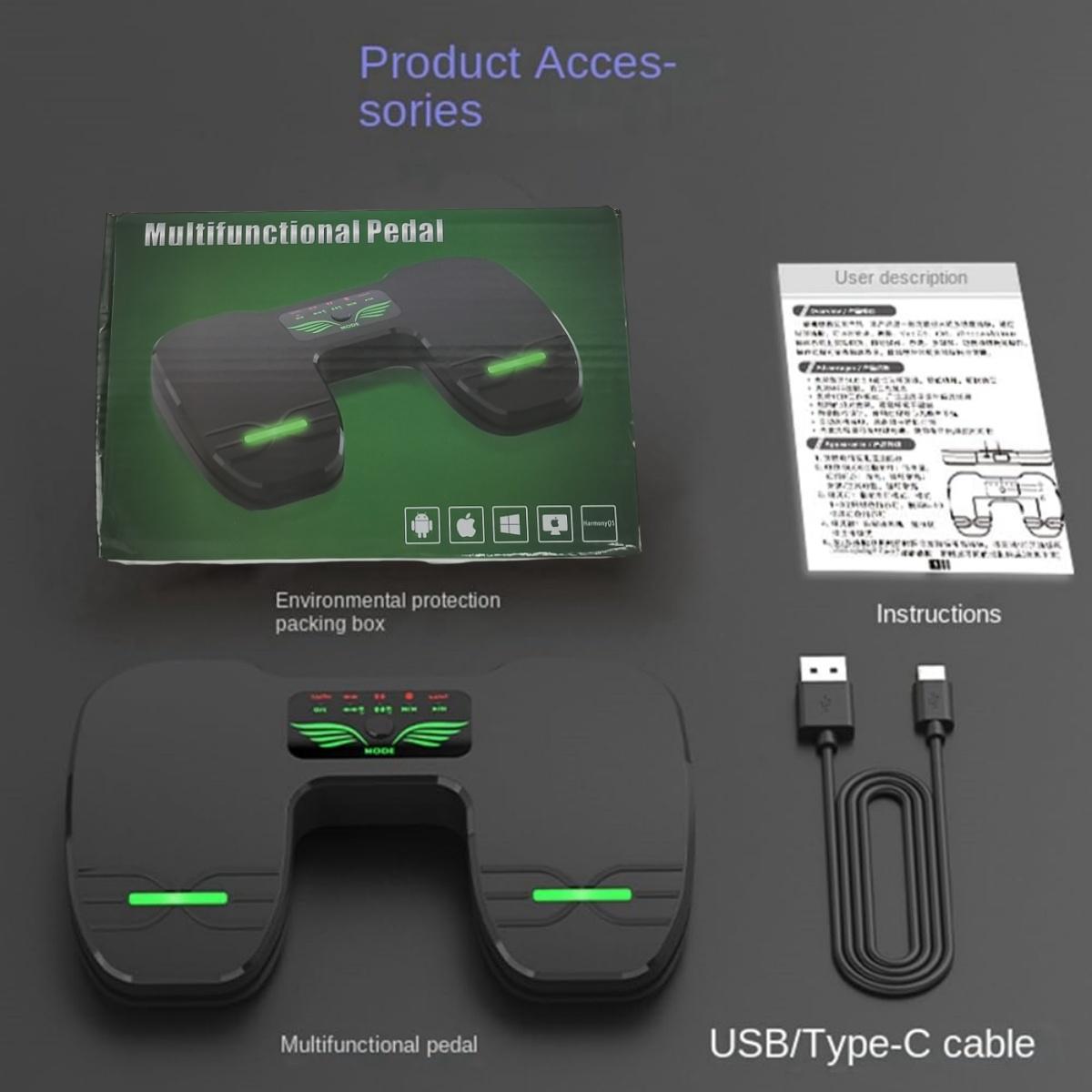 Беспроводная педаль для перелистывания страниц Портативная педаль для перелистывания музыкальных страниц для планшетов и смартфонов BT Ножная педаль для перелистывания страниц Перезаряжаемая и противоскользящая подкладка чёрный